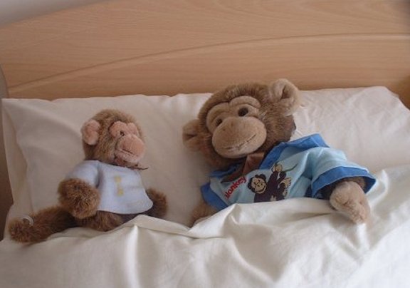 Baby Jamie and Josh Jimby  in bed