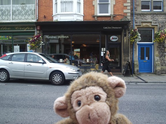 Denny outside 100 monkey cafe