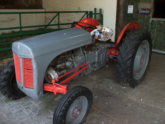 Jimby and Basful on the tractor