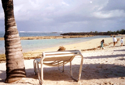 Jimby on the beach in the Seychelles