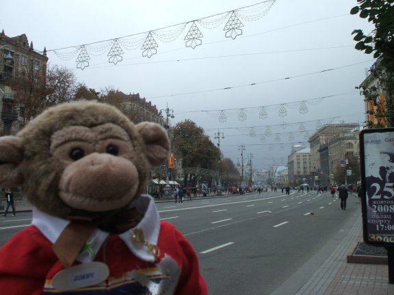 This is one of the many wide roads in Kiev and I went shopping along it.