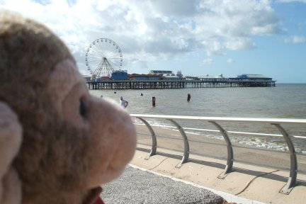 A Ferris Wheel on a pier just hope it doesn't take off