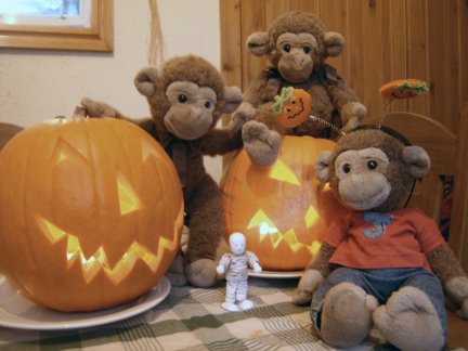 I thought you might like to see a pic of our celebrations. We had help with the pumpkin carving