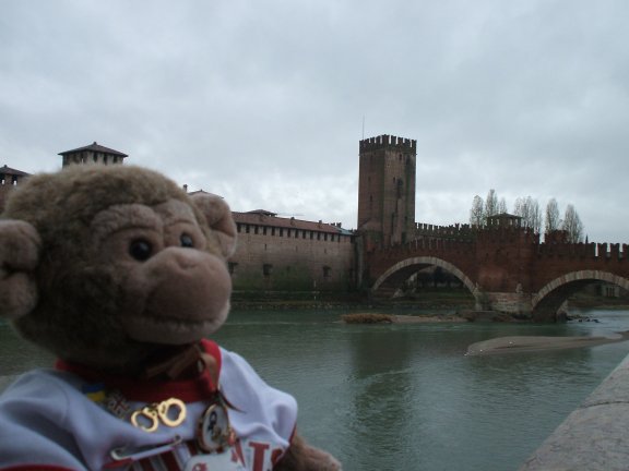 Along the river is this fine old castle with a bridge.