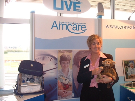 Jo on the Amcare stand