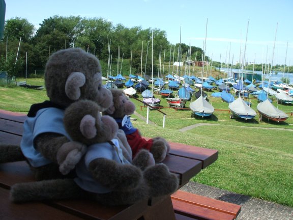 The Twins enjoy the view of Swarkestone Sailing Club