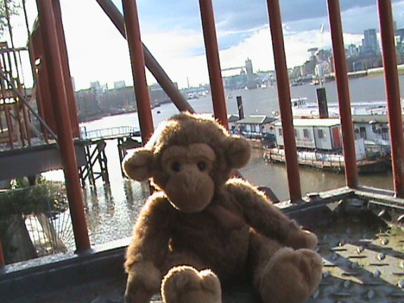 Zenny on the balcony over looking River Thames in London